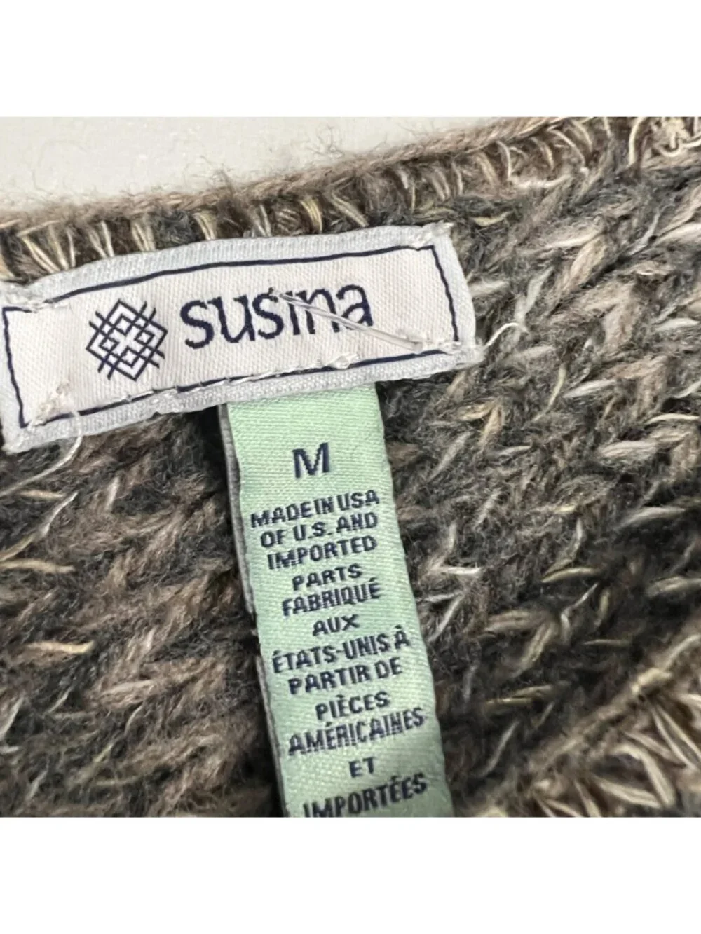 Susina Womens Knit Pullover Sweater Cut Out Brown/Multi Size Medium